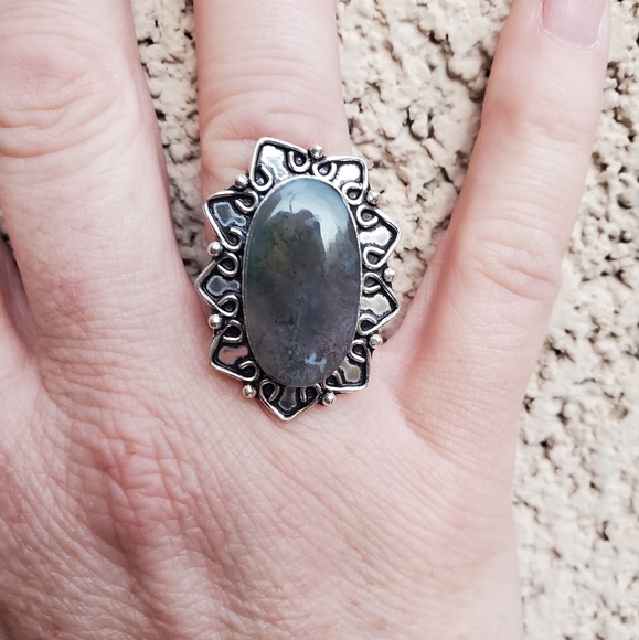 New Moss Agate 925 Silver Ring. - Picture 8 of 12